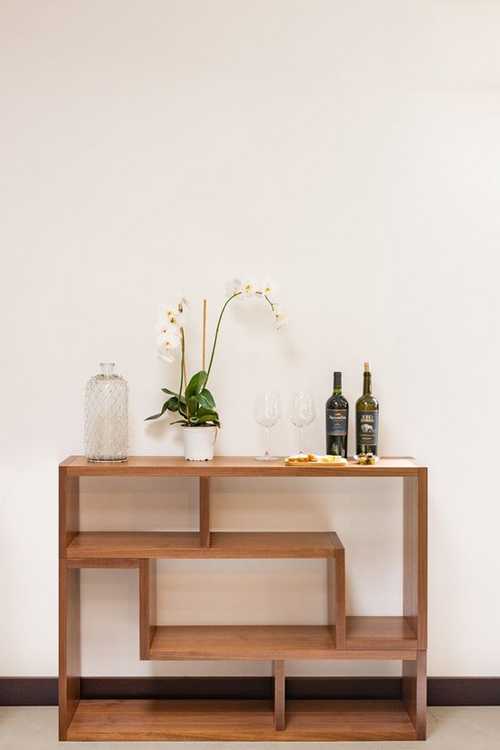 designer side table with geometric design
