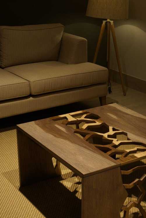 coffee table with cutout areas
