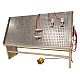 4x8 vertical door clamping table with squaring bars, foot treadle, and perforated steel table