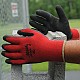 Red and black work gloves with cotton knit and rubber palm coating from Northern Safety