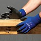 Northern Safety's large gloves in blue and black made of polyester and rubber latex