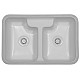 Karran Hampton Acrylic Undermount Double Bowl Kitchen Sink in White, 31-3/4" x 20-3/4" x 8-3/4" - Angled view