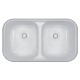 A-350 Acrylic Undermount Double Bowl Kitchen Sink by Karran - White - 32-7/8" x 19-1/8" x 9" - Top View