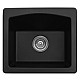 18" x 16" x 7-1/2" Karran QX-680 Quartz Sink, Black - Angle View