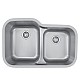 Karran BC-6040R Stainless Steel Double Bowl Kitchen Sink with Brushed Finish