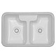 Karran Hampton Acrylic Undermount Double Bowl Kitchen Sink in White, 31-3/4" x 20-3/4" x 8-3/4" - Front view
