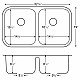 Q-350 Quartz Under Mount Double Equal Bowl Kitchen Sink dimensions