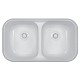 Karran A-350 Acrylic Undermount Double Bowl Kitchen Sink in White - 32-7/8" x 19-1/8" x 9" - Front View