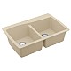 Karran QT-720 Quartz Top Mount Double Equal Bowl Kitchen Sink in White - 34x22x9 Inches