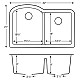 QU-610 Quartz Under Mount Large/Small Bowl Kitchen Sink in Concrete, 32x21x9 inches