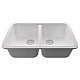 Easy to Clean Durasein Acrylic Double Equal Bowl Kitchen Sink in Natural White Finish, 30-7/8" x 18-7/8" x 9-13/16"