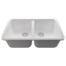 Acrylic Undermount Double Equal Bowl Kitchen Sink, 30-7/8" x 18-7/8" x 9-13/16"