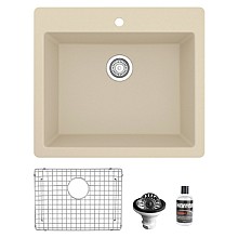 QT-820 Quartz Top Mount/Drop-In Single Bowl Kitchen Sink Kit, 25" x 22" x 9"