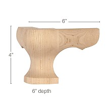 6" x 6" x 4" Corner Round Face Wood Pedestal Foot