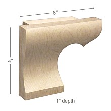 6" x 1" x 4" Left Straight Edge Wood Pedestal Foot