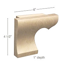 6" x 1" x 4-1/2" Left Straight Edge Wood Pedestal Foot