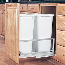 Double 50 QT Bottom-Mount Waste Container, Full-Extension Soft-Closing for 15" Cabinet Opening