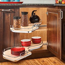 2-Tier The Cloud Blind Corner Cabinet Organizer for 18" Cabinet Opening, Chrome/Gray