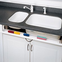 36" Slim Line Sink Front Tip-Out Tray with 1-Pair Soft-Closing Hinges and End Cap
