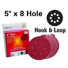 5" Hook & Loop 8 Holes Sanding Disc, Aluminum Oxide on Paper (100/Box)
