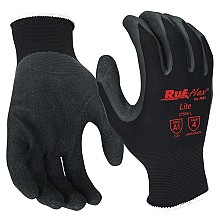 Rubber/Nylon Palm Coated String Knit Gloves, Black