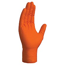 Double Extra-Large Nitrile 8 mil Thick Powder-Free Disposable Gloves, Orange (100/Box)