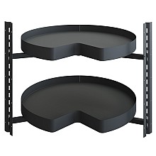 Kidney Shaped 2 Tray Planero Lazy Susan, Carbon Steel Gray