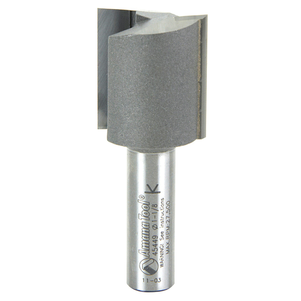 1-1/8" x 2-7/8" High Production Straight Plunge Router Bit, 2-Flute, 1/2" Shank