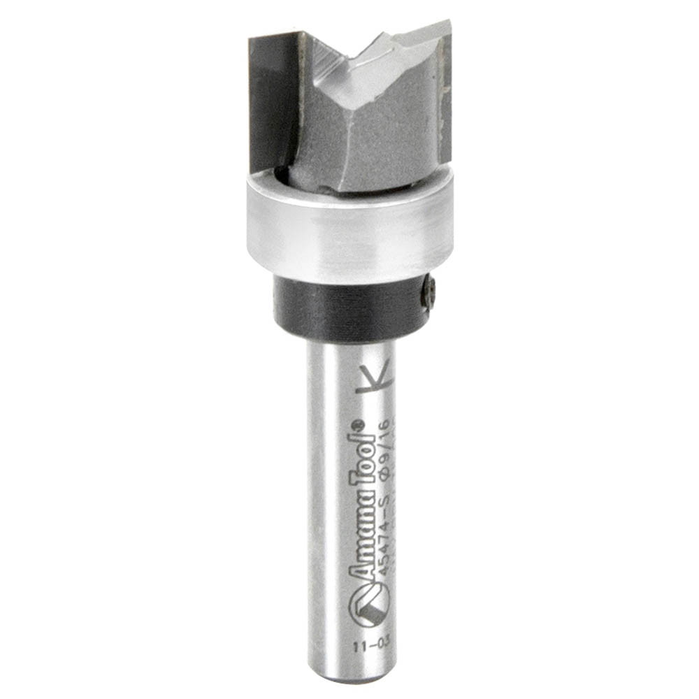 9/16" x 1-27/32" Dado Clean Out Router Bit with Upper Ball Bearing, 2-Flute, 1/4" Shank