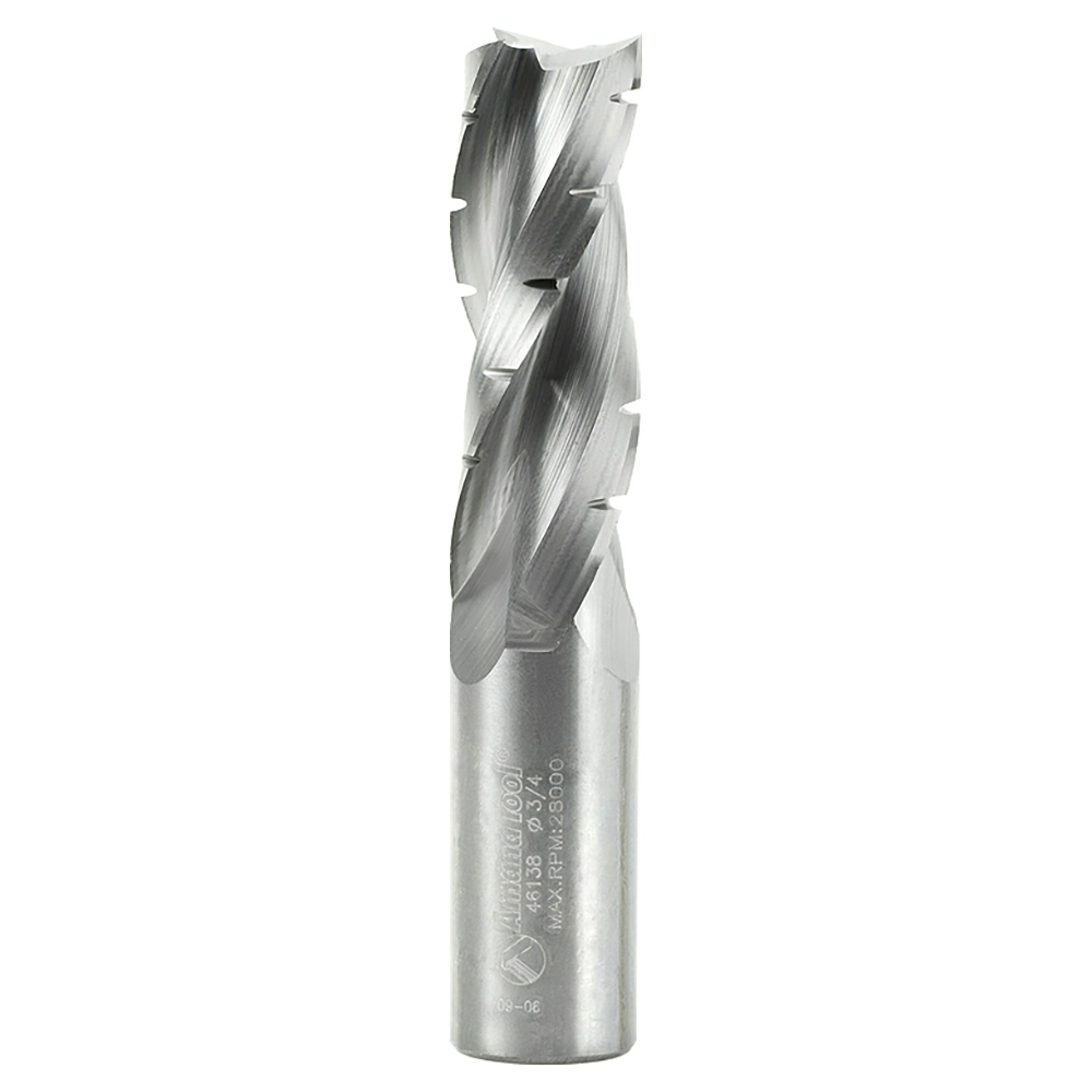 3/4" x 4" Up-Cut Roughing/Finishing Spiral Router Bit with Chipbreaker, 3-Flute, 3/4" Shank
