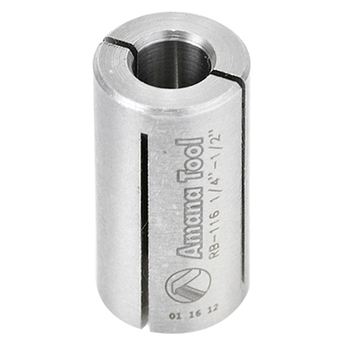 1/2" x 1" High Precision Steel Router Collet Reducer, 1/4" Shank