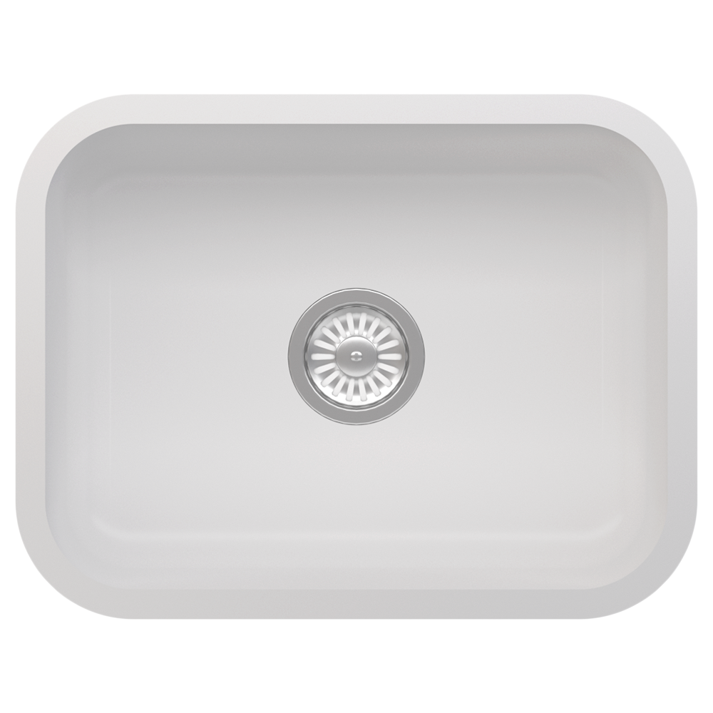 Acrylic Undermount Single Bowl Kitchen Sink, 22-11/16" x 17-1/2" x 7-7/8", Arctic White