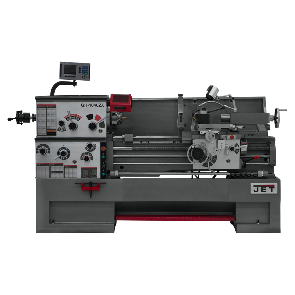 Jet Tools GH-1640ZX 7-1/2 HP Large Spindle Bore Lathe with ACU-RITE 203 DRO/Taper Attachment/Collet Closer, 3 Phase/230V/460V