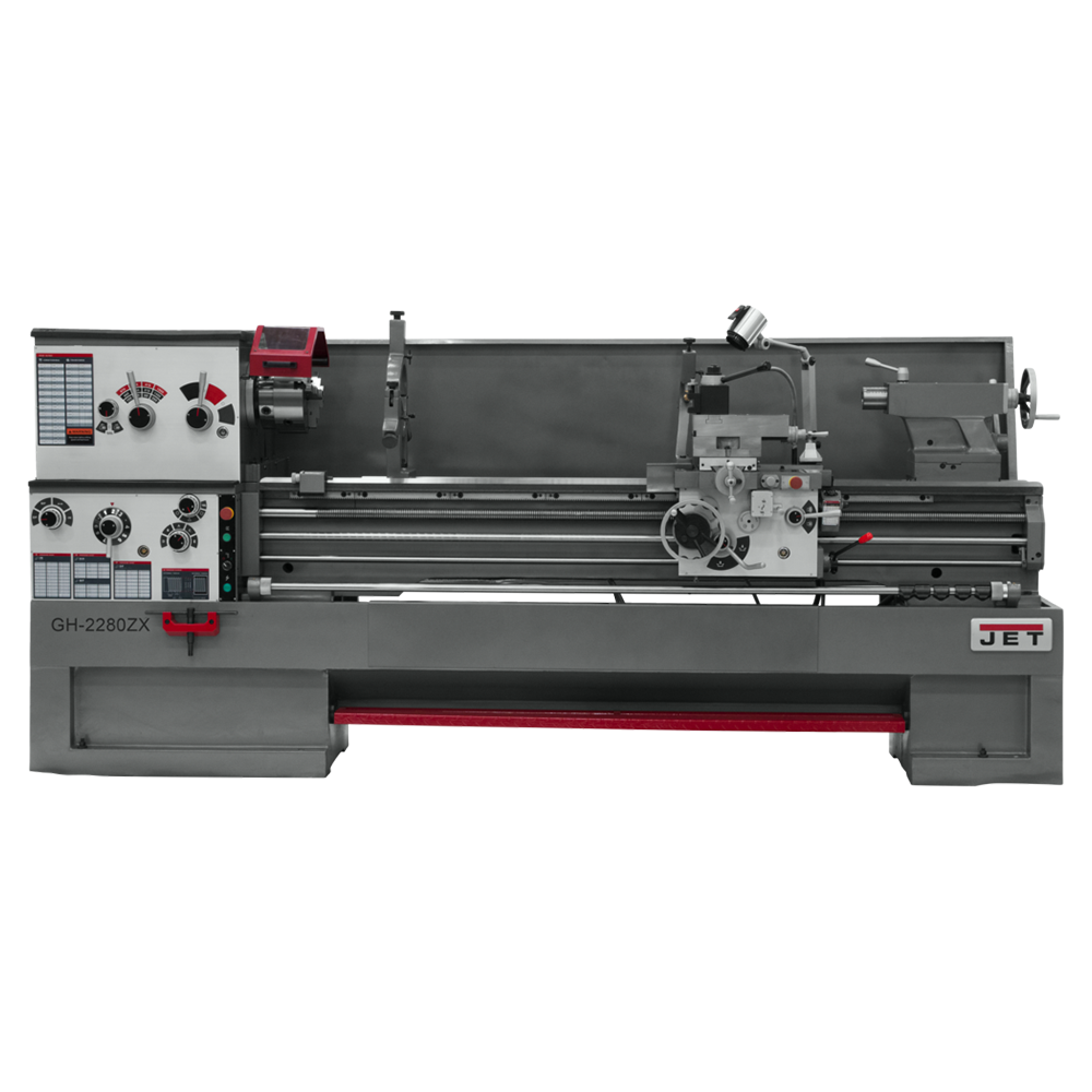 Jet Tools GH-2280ZX 10 HP Large Spindle Bore Lathe with Taper Attachment/Newall DP700 DRO, 3 Phase/230V/460V