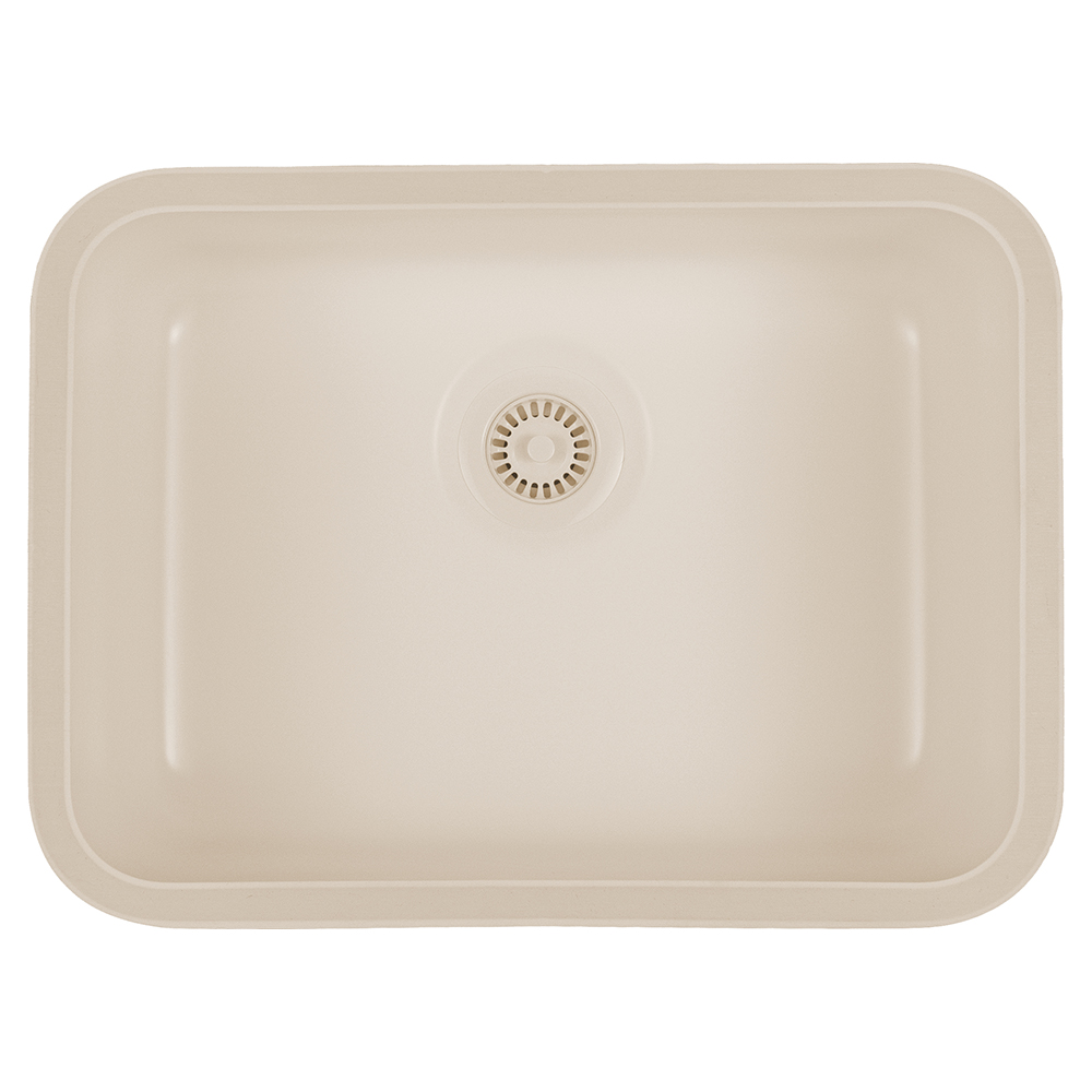 A-320 Acrylic Undermount Single Bowl Kitchen Sink, 24" x 17-1/2" x 9", Bisque