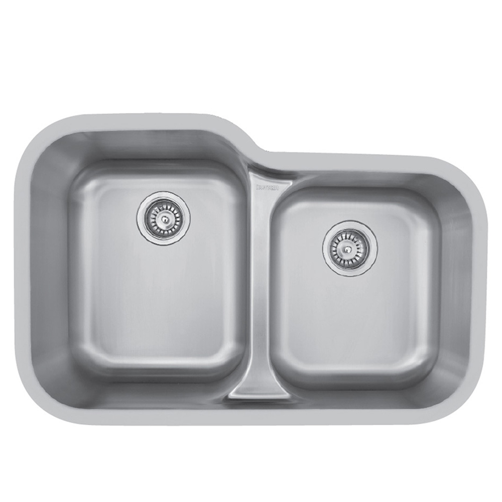 BC-6040R Stainless Steel Under Mount 18G Double Bowl Kitchen Sink, 32-1/4" x 20-3/4" x 9" x 7