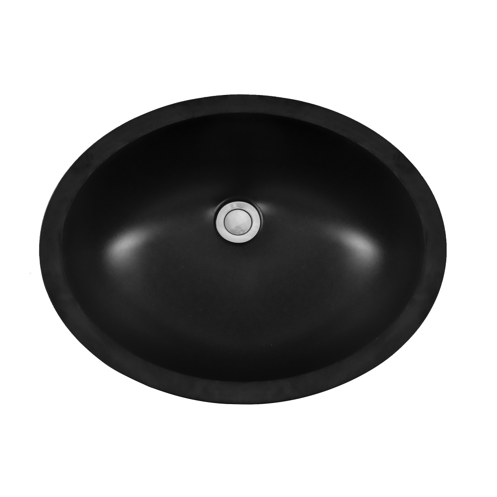 Q-306 Quartz Undermount Single Bowl Vanity Sink, 19" x 15" x 5-1/2", Black