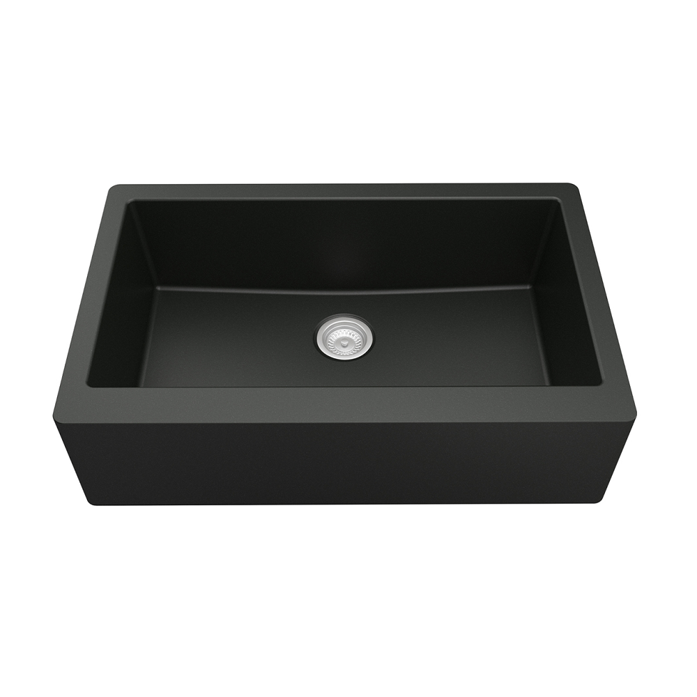 QA-740 Quartz Undermount Extra Large Single Bowl Kitchen Sink, 34" x 21-1/4" x 9", Black