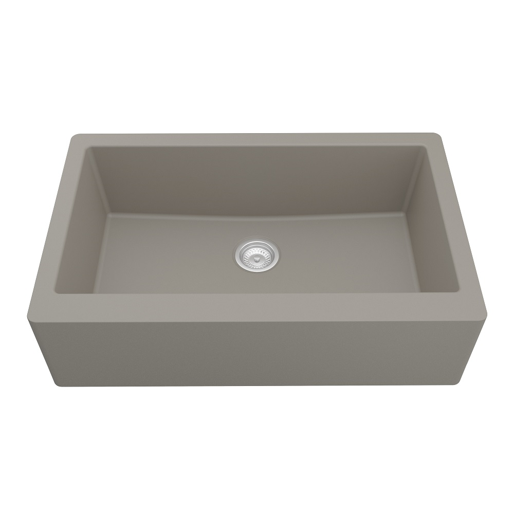 QA-740 Quartz Undermount Extra Large Single Bowl Kitchen Sink, 34" x 21-1/4" x 9", Concrete