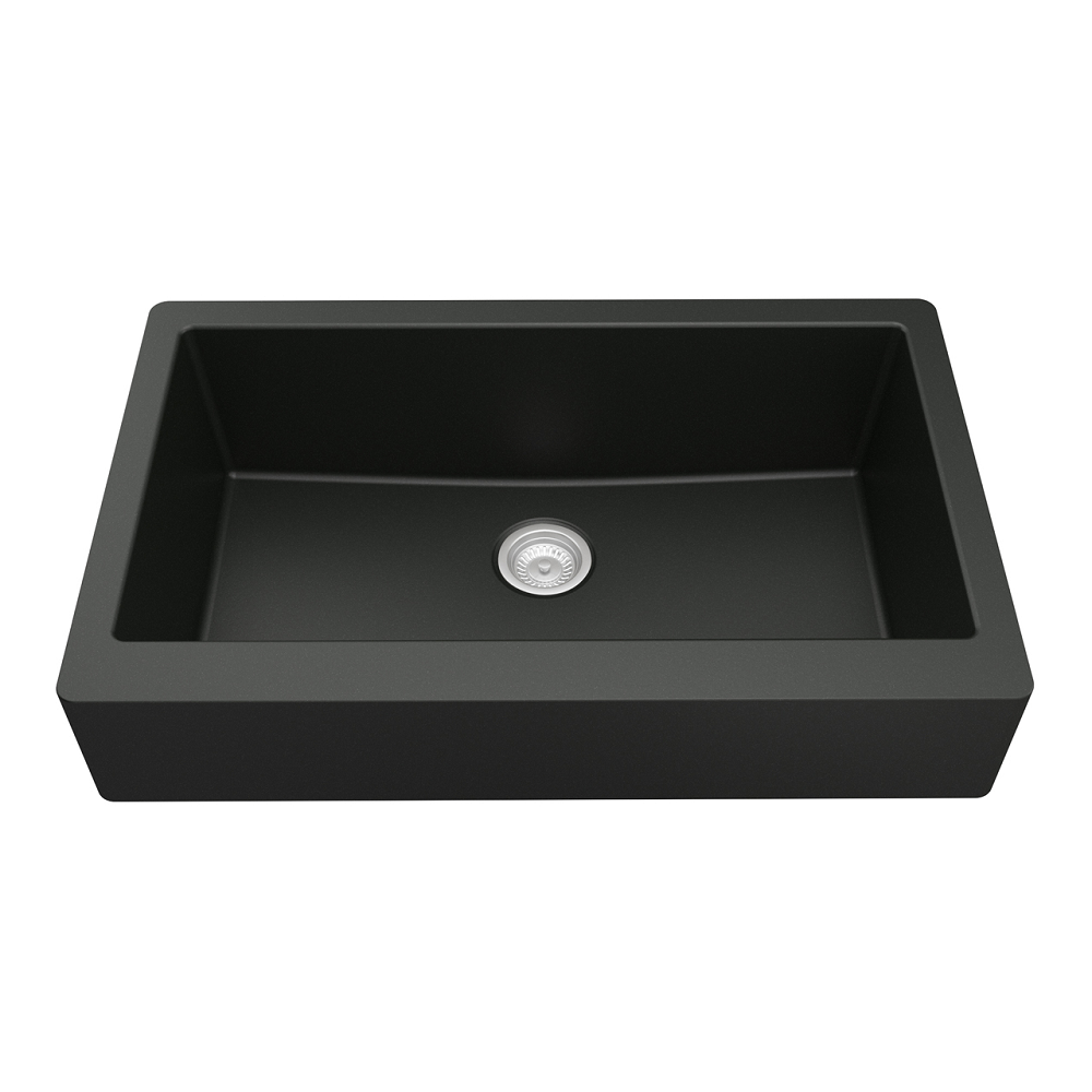 QAR-740 Quartz Undermount Extra Large Single Bowl Kitchen Sink, 34" x 21-1/4" x 9", Black