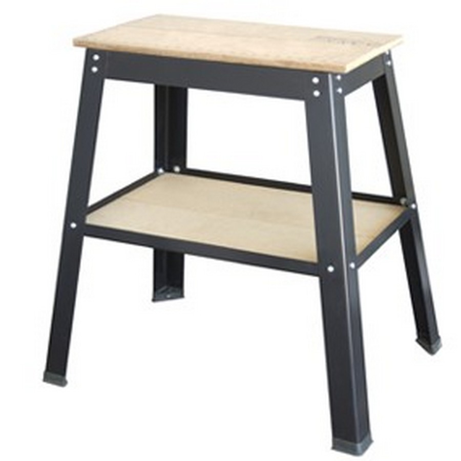 HTC Stationary Tool Table with Shelf 25" W x 14" D Black and Wood