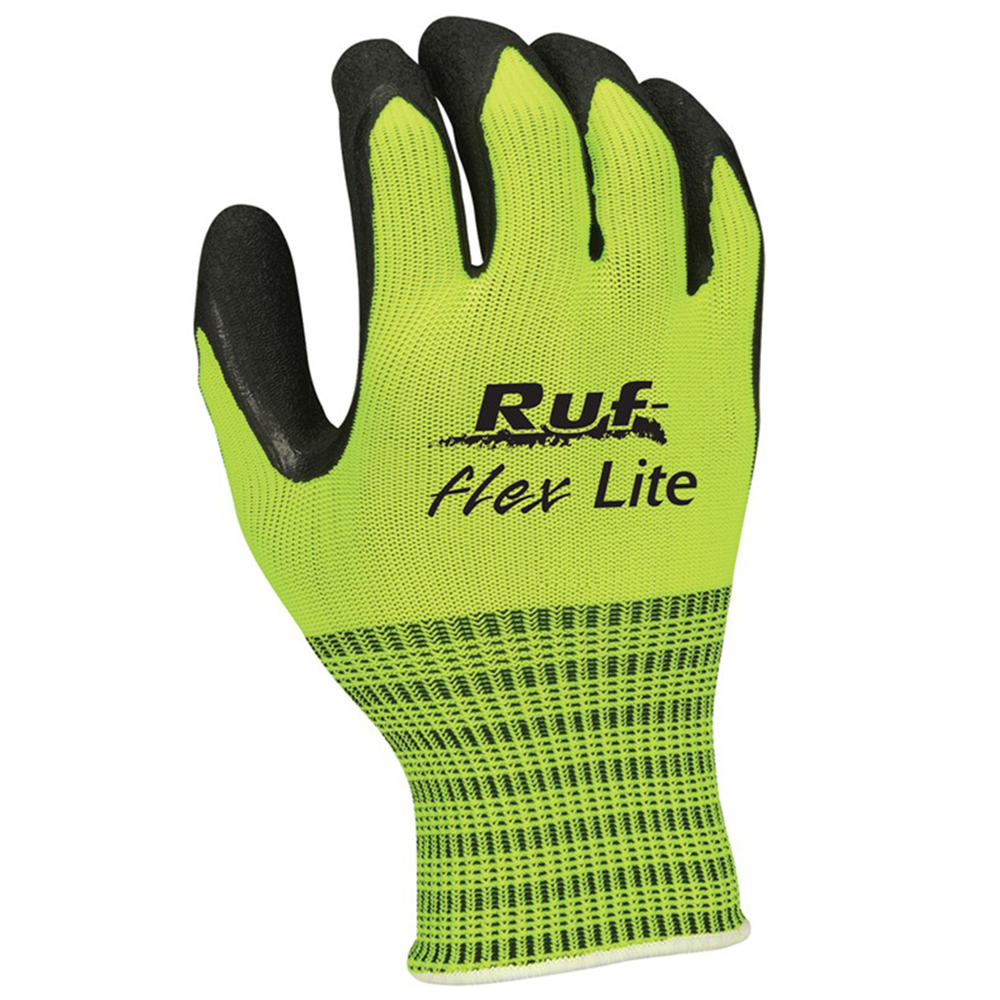 Large Cotton Rubber Palm String Knit Gloves, Hi-Vis Lime