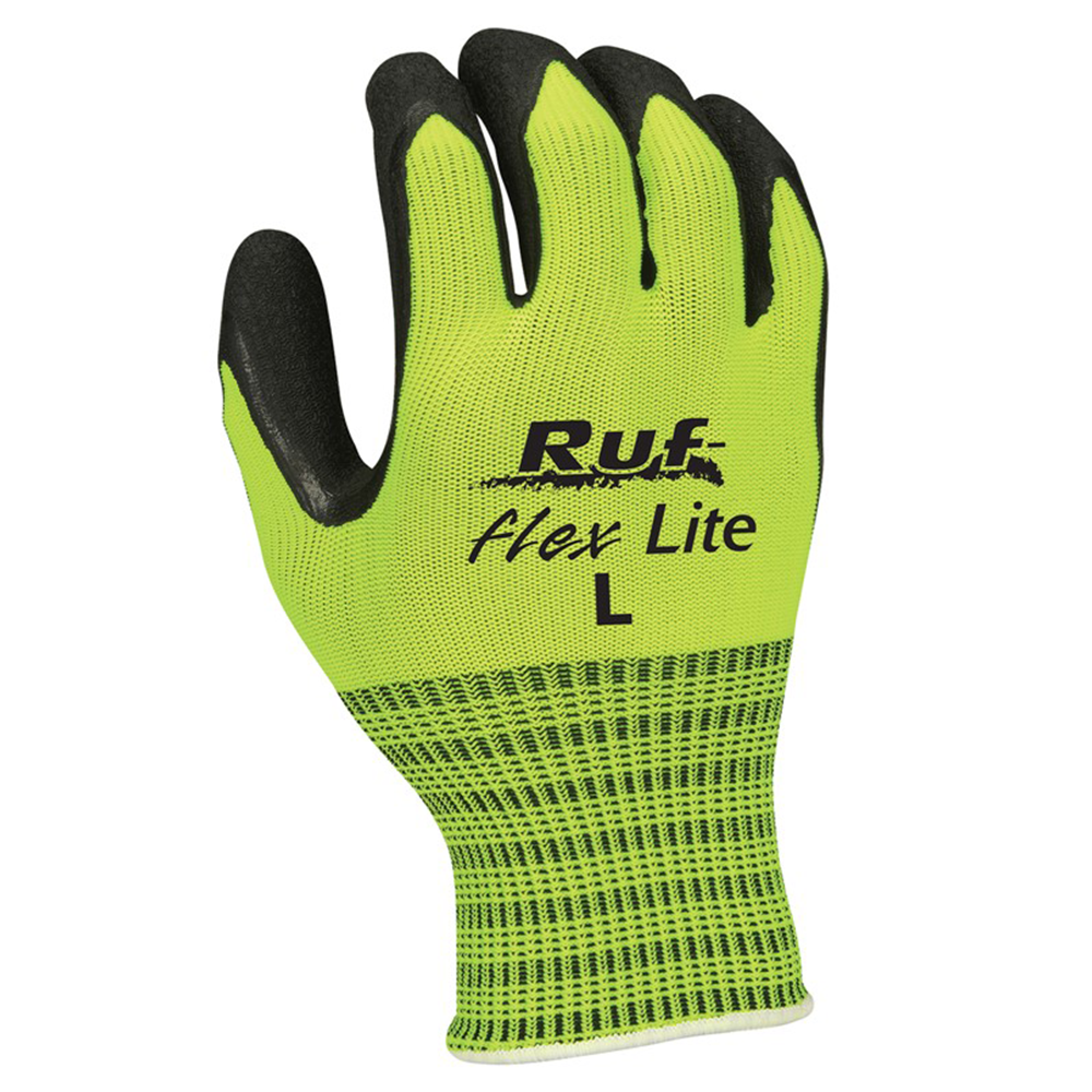 Medium Cotton Rubber Palm String Knit Gloves, Hi-Vis Lime