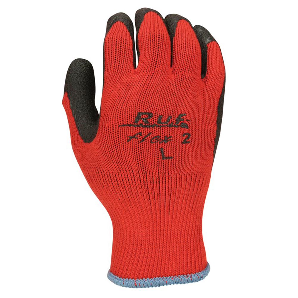 Large Cotton Knit/Rubber Palm Coated Work Gloves, Red/Black