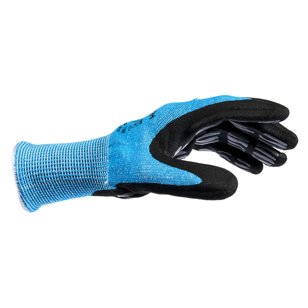 Medium Tigerflex Cut 5 Cut-Resistant HPPE/Nylon/Spandex/Glass Fiber Nitrile Foam Coated Gloves, Blue