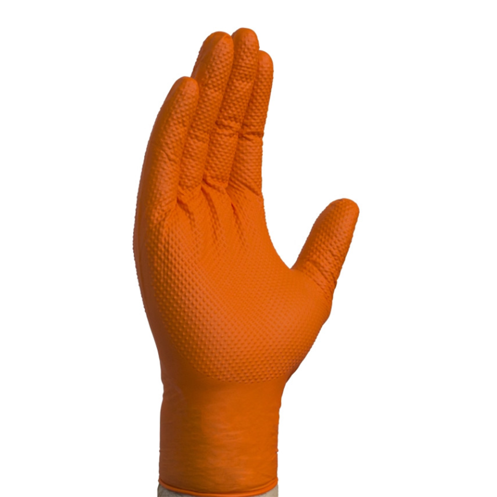 Nitrile Powder Free Heavy Weight Gloves, Orange, Large, BOX/100