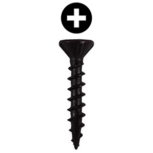 #8 x 1-1/2" Flat Head Assembly Screw, Phillips Drive Coarse Thread with Nibs and Type 17 Auger Point, Black, Bucket of 5 Thousand by Wurth