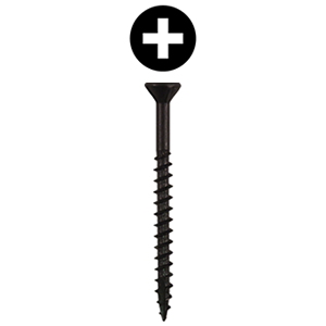 #8 x 2-1/2" Flat Head Assembly Screw, Phillips Drive Coarse Thread with Nibs and Type 17 Auger Point, Black, Bucket of 2.5 Thousand by Wurth