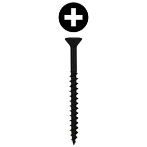 #8 x 3" Flat Head Assembly Screw, Phillips Drive Coarse Thread with Nibs and Type 17 Auger Point, Black, Box of 2 Thousand by Wurth