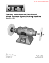Jet Tools IBG-8VSB 8&quot; x 1 HP Variable Speed Industrial Buffer, 1 Phase